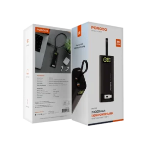 Porodo 20000mAh 130W Power Bank with 1 Meter Retractable Type-C Cable / PD 100W Rapid Charging / Input/Output / Info Display / Laptop Charger - Image 3