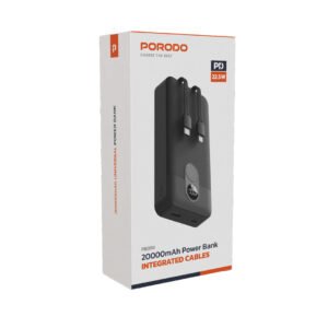 Porodo 20000mAh Powerbank Integrated Cable - Black - Image 2