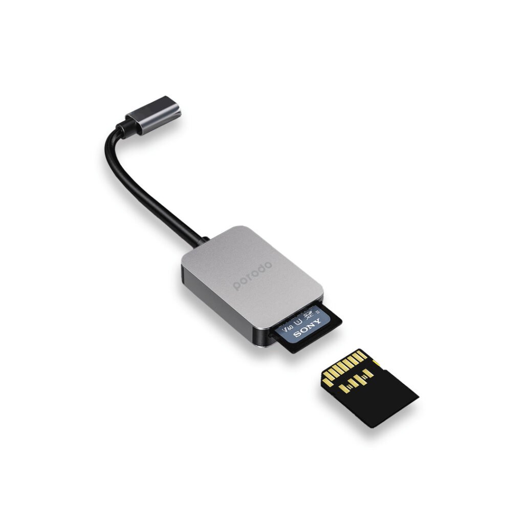 Porodo 2in1 USB C Card Reader SD MicroSD Grey All Products