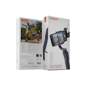 Porodo 3-Axis Ai Tracker & Light Gimbal Stabilizer - Black - Image 3