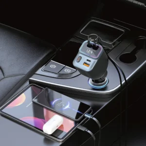 porodo 65W Car Charger Built-in Dual 80cm Retractable Cable & Real-Time Voltage Display / LED Ambient Lights / Universal Compatibility - Image 3