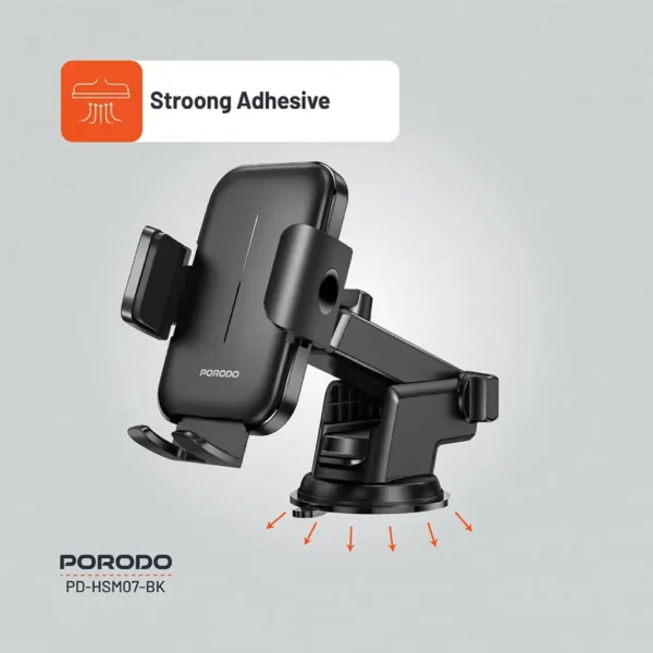 Porodo Adjustable Clamps Dash & Windshield Mount - Black - Image 2