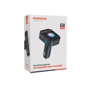 Porodo Dual Microphone FM Transmitter & Charger - Black - Image 5