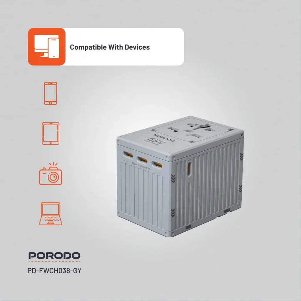 Porodo GaN 5 Port Travel Block Universal Charger All Products