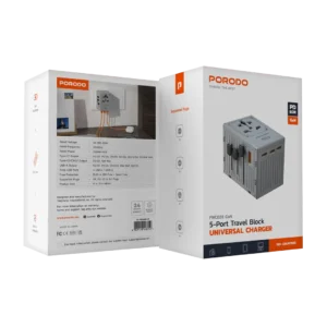 Porodo GaN 5-Port Travel Block Universal Charger - Grey - Image 4