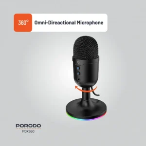 Porodo Gaming Omni-Directional USB Microphone - Black - Image 3