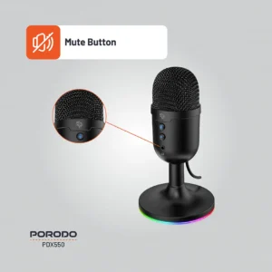 Porodo Gaming Omni-Directional USB Microphone - Black - Image 4