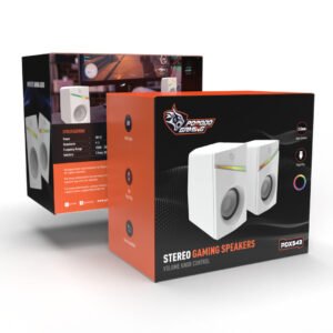 Porodo Gaming Stereo Speakers Volume Knob Control - White - Image 4