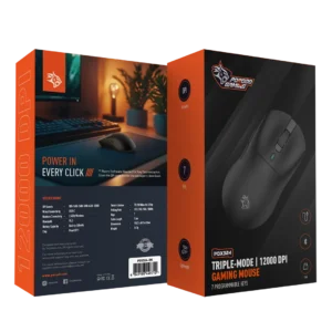 Porodo Gaming Triple-Mode Gaming Mouse, 800 to 12000 DPI, 20M Click Life Time, 2.4GHz/ BT v5.3 Wireless Connectivity, 1.5 Cable USB-C Wired Connectibity, 300mAh Battery, 7 Programmable Keys - Image 4