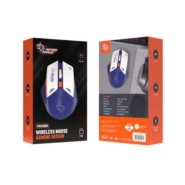Porodo Gaming Wireless Mouse Gaming DesignDP1600 - Blue - Image 4