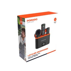 Porodo Lavalier Microphones Type-C Connector with Lightning Adapter - Black - Image 3