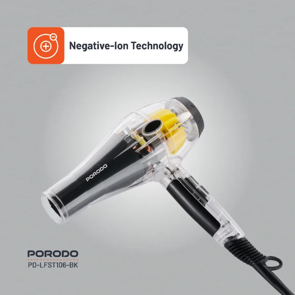 Porodo Lifestyle Crystal Shell Hair Dryer Black 1 All Products