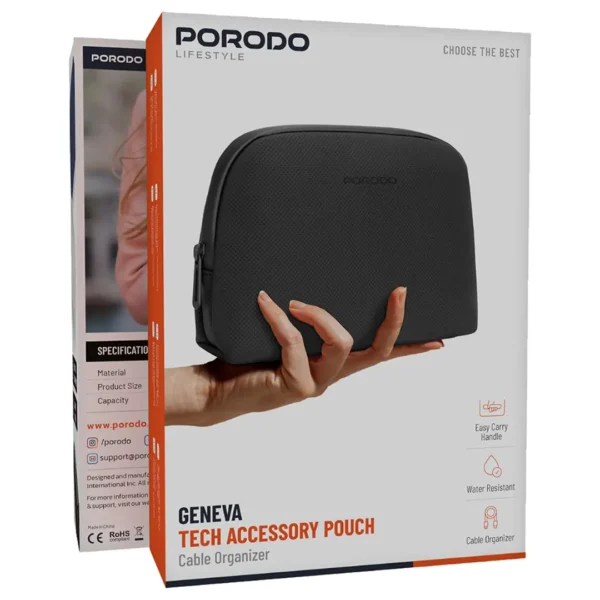 Porodo Geneva Tech Accessory Pouch Bag - Black - Image 4
