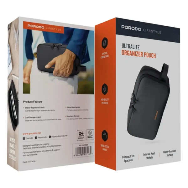 Porodo Lifestyle Ultralite Organizer Pouch - Black - Image 6