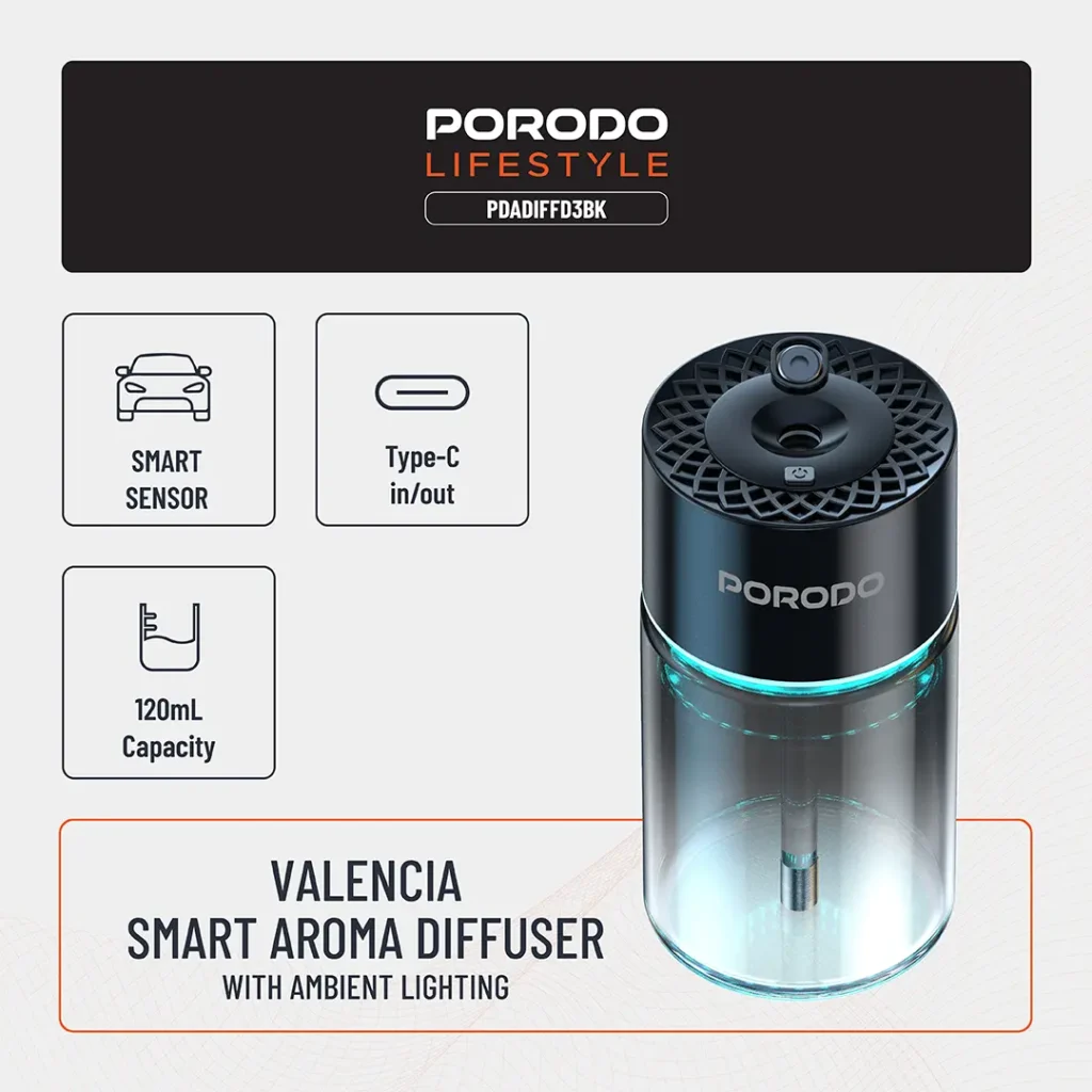Porodo Lifestyle Valencia Smart Aroma Diffuser Black 4 All Products