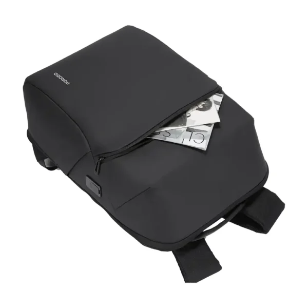 Porodo Lifestyle Water-Resistant PU Backpack - Black - Image 4