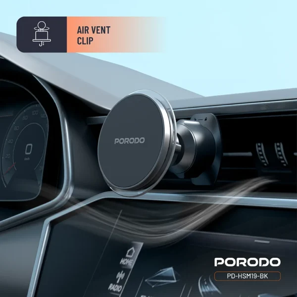 Porodo Magsafe Magnetic Air Vent & Dash Mount - Black - Image 3
