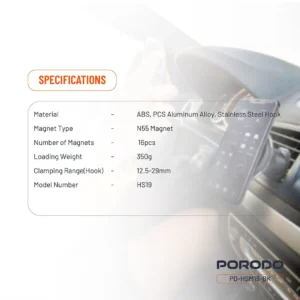 Porodo Magsafe Magnetic Air Vent & Dash Mount - Black - Image 8