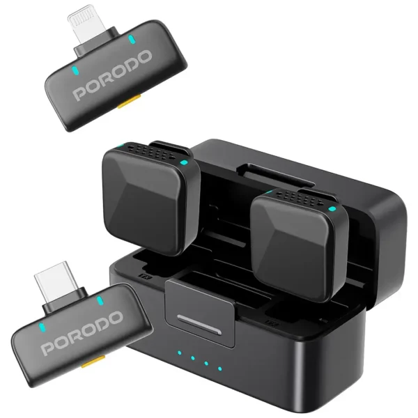 Porodo Orion Lavalier Microphone Type-C & Lightning - Black - Image 2