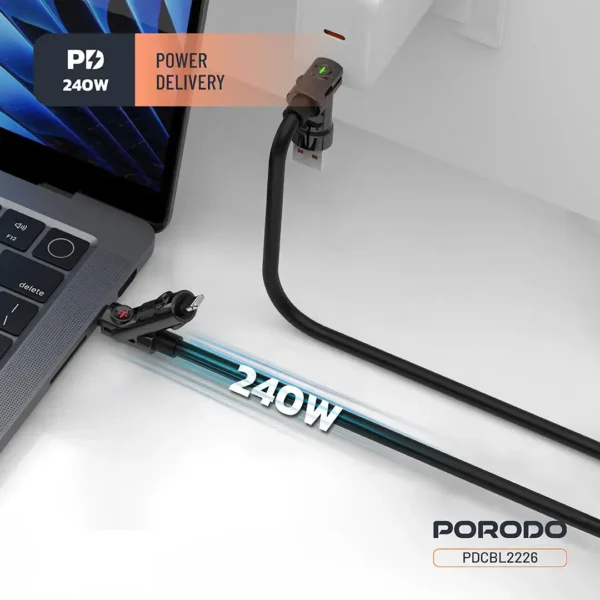 Porodo Powerglow 4-In-1 High-Speed 1M Charging Cable PD 240W - Image 4