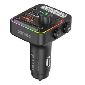 Porodo Quick-Charge FM Car Charger ( Dual USB-C & USB-A)  PD 36W - Black - Image 2