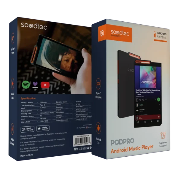 Porodo Soundtec Pod Pro Android Music Player - Black - Image 5