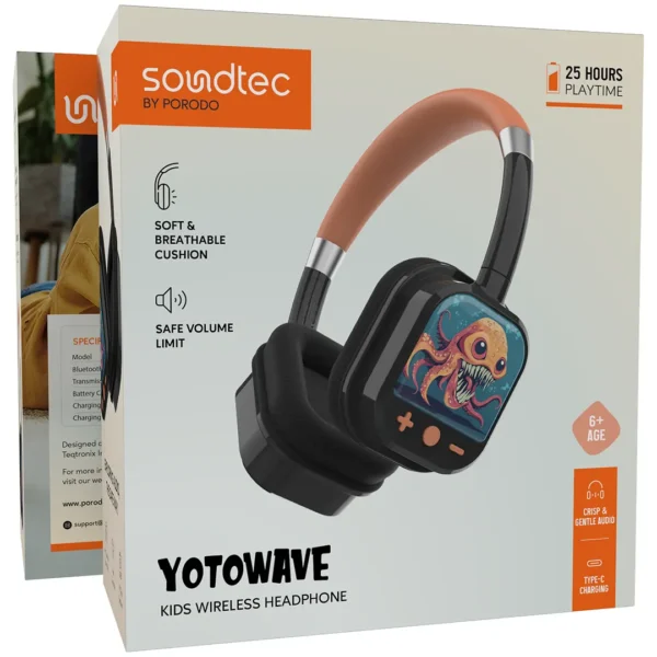 Porodo Soundtec Yotowave Kids Wireless Headphone Black - Image 4