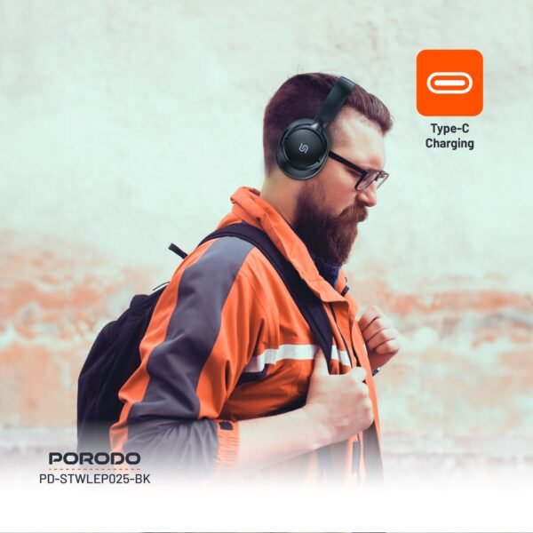 Porodo Soundtec Zen Active Noise-Cancellation Headphone - Black - Image 5