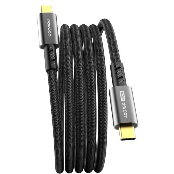 Porodo Woven TypeC-C 1.8M Cable 240w 40gbps 8K 60hz - Image 2