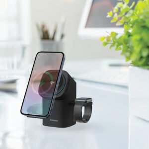 Porodo 3 in 1 Auto Rotate & Slide Qi2 MagSafe Charging - Black - Image 3