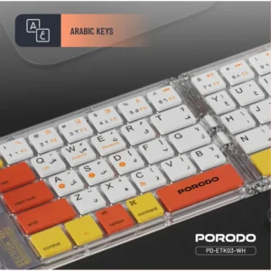 Porodo Crystal Shell Wireless Keyboard / Foldable / 65keys /Windows/iOS/Android/Mac Compatibility / Rechargeable / Lightweight and Compact and Folding Keyboard - Image 3
