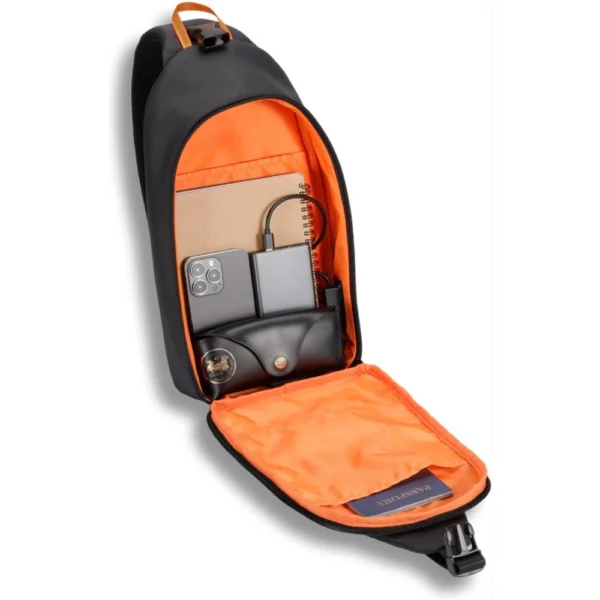 Porodo Gaming Water-Resistant PU Sling Bag With USB-C Port – Black - Image 3