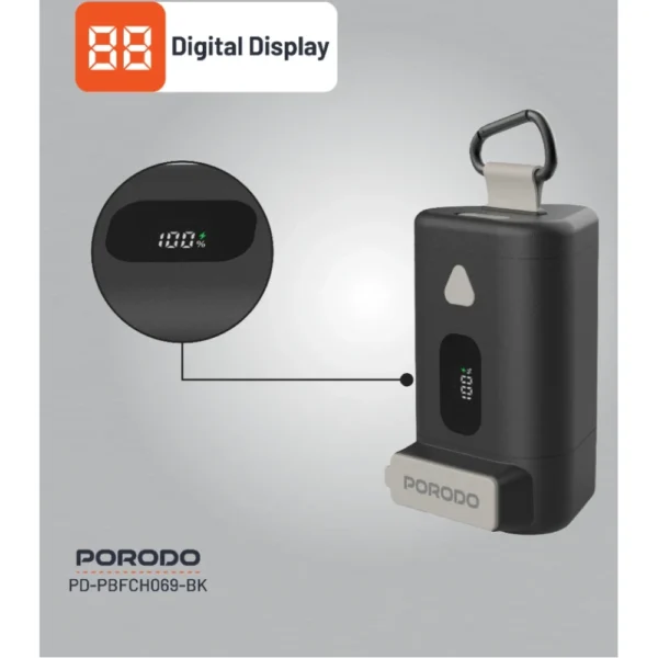 Porodo 15000mAh Power Bank PD 65W Fast Charging with a 70cm Retractable Type-C Cable & Built-In Safeguards / Digital Display Fast Charger - Image 5