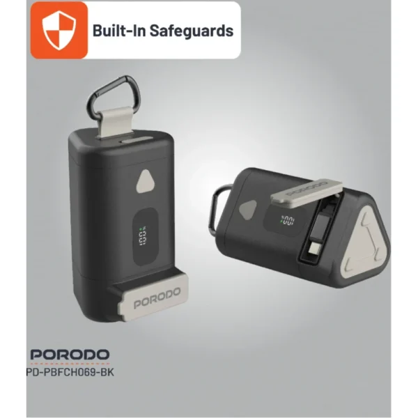 Porodo 15000mAh Power Bank PD 65W Fast Charging with a 70cm Retractable Type-C Cable & Built-In Safeguards / Digital Display Fast Charger - Image 4