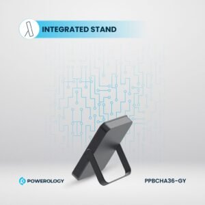 Powerology MagSafe 10000mAh 15W Magnetic Wireless PD 20W Power bank, Durable Aluminum Material, Integrated Stand, Type-C PD Port, Glass Surface, Safe & Reliable Charging (Titanium) - Image 3