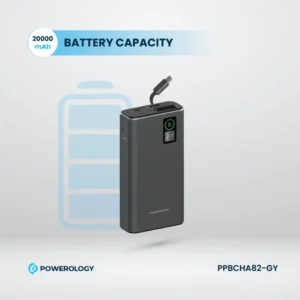 Powerology Aluminum 20000mAh Power Bank: 20W Durable Dark Gray Portable Charger - Image 6