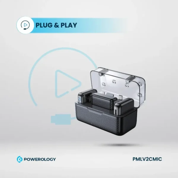 Powerology Dual Microphone Professional Set: Wireless Lavalier Mics with Noise Reduction - Black - Image 4