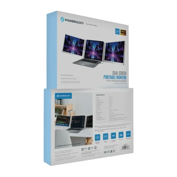 Powerology Dual Screen Portable Monitor: 15.6" FHD Dual-Screen with USB-C Connectivity - Image 2