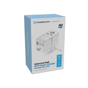 Powerology Universal GaN 85W Super Charger: Retractable Type-C Cable Wall Adapter - Image 7