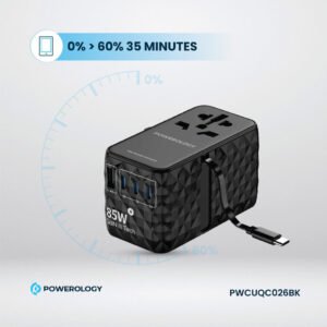 Powerology Universal GaN 85W Super Charger: Retractable Type-C Cable Wall Adapter - Image 4