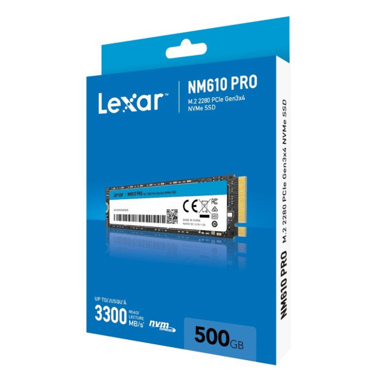 Lexar NM610PRO Internal SSD, 1TB Capacity, M.2 2280 Form Factor, PCIe Gen3x4 Interface, Up to Read up to 3300MB/s, Write up to 2600MB/s Speed, 240TBW, 1.5m Hours MTBF