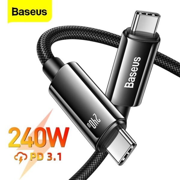 Baseus Tungsten Gold Fast Charging Data Cable Type-C to Type-C 240W - Image 2