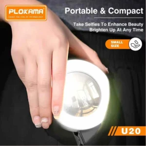 PLOKAMA U20 Ring Led Selfie Mirror Clip HP Practical Mirror Clip for Selfies & Content with Cellphone Rear Camera with LED Ring light - Image 9