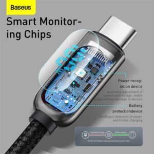 Baseus LED Display Fast Charging Data Cable Type-C to Type-C 100W 2M - Green - Image 10