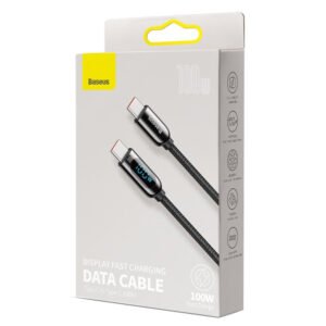 Baseus LED Display Fast Charging Data Cable Type-C to Type-C 100W 2M - Green - Image 13