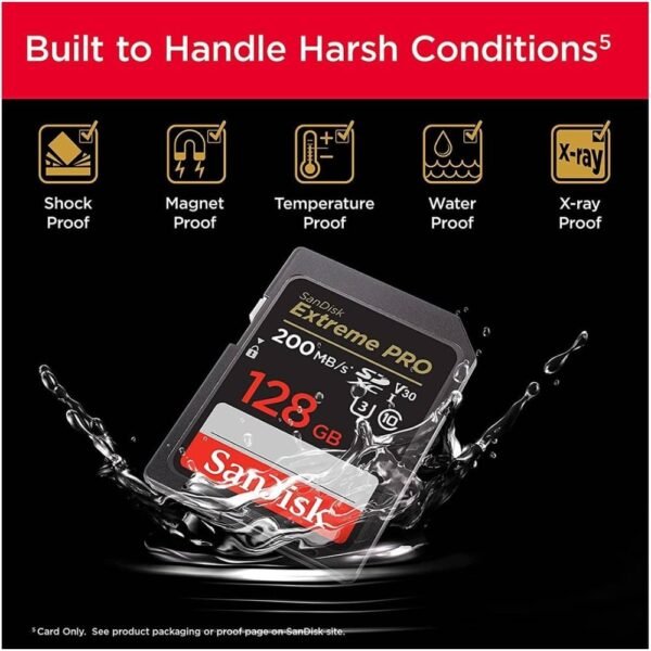 SanDisk 128GB Extreme PRO UHS-I SDXC Memory Card, Max Read Speed 200 MB/s, Max Write Speed 140 MB/s, UHS-I, V30, U3, Class 10, Records FHD, 3D & 4K Video (Copy) - Image 5