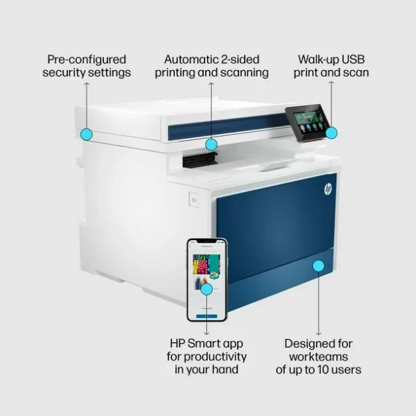 HP Color LaserJet Pro 4303dw A4 Colour Laser Multifunction Printer, Print, Copy, Scan, Fax, Duplex, Print Speed Up to 35/33 ppm, 4.3" WLED Display, USB, Ethernet, Wi-Fi - Image 6