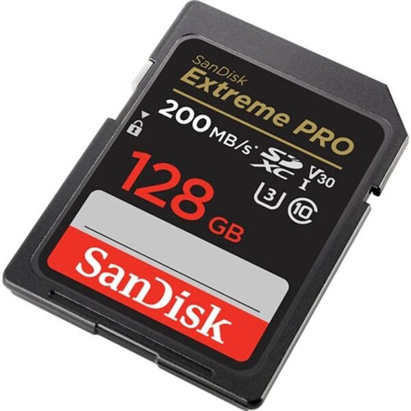 SanDisk 128GB Extreme PRO UHS-I SDXC Memory Card, Max Read Speed 200 MB/s, Max Write Speed 140 MB/s, UHS-I, V30, U3, Class 10, Records FHD, 3D & 4K Video (Copy) - Image 2