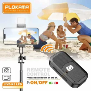 Plokama Live K5 Selfie Stick Tripod + Built-in LED Light & Bluetooth Remote – Foldable 3-in-1 Vlogging Stick - Image 7