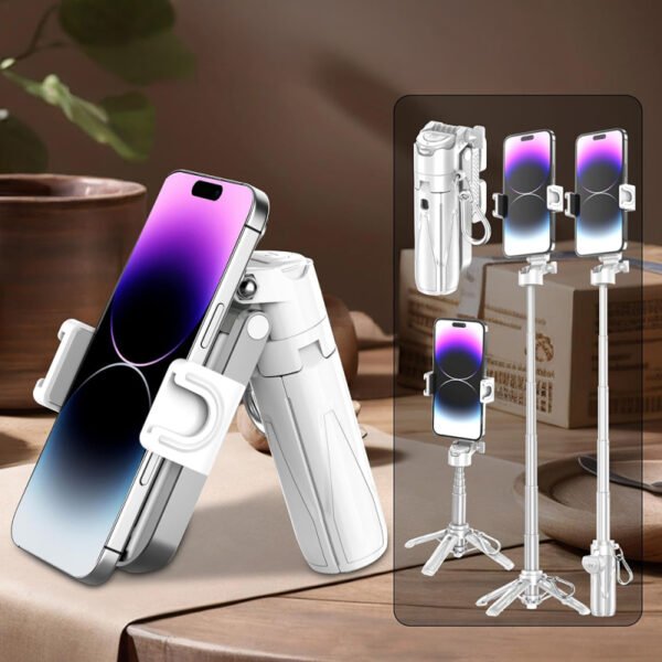 JMARY MT-18 Selfie Stick Multi-functional Smartphone Grip Tripod 2025 Newly Developed Ultra Mini 4 Levels of Telescopic Foldable Smartphone Holder Smartphone Tripod Remote Control Cold Shoe - Image 2